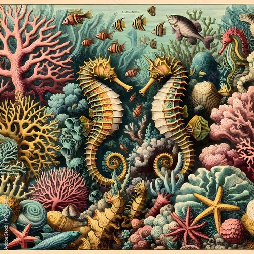 Wallpaper Mural Coral vintage engraved illustration Torontodigital.ca