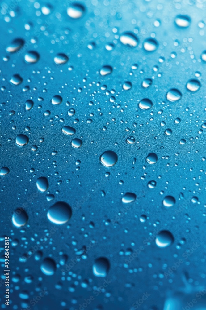 Water Droplets on Blue Surface Water Droplets on Blue Surface