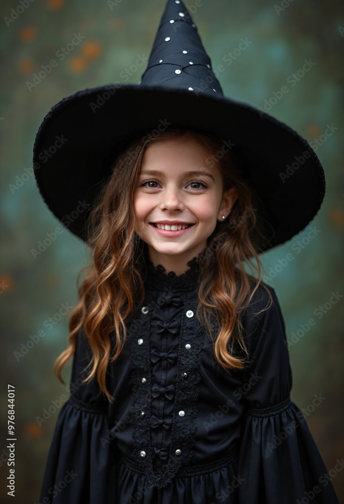 Cute girl dressed as a bewitching sorceress for spooky night Cute girl dressed as a bewitching sorceress for spooky night