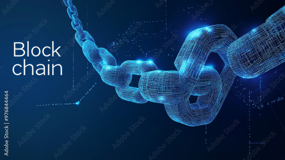 Blockchain and cryptocurrency concept: a 3D wireframe chain with digital code. This is an editable cryptocurrency template. Stock vector illustration. Blockchain and cryptocurrency concept: a 3D wireframe chain with digital code. This is an editable cryptocurrency template. Stock vector illustration.