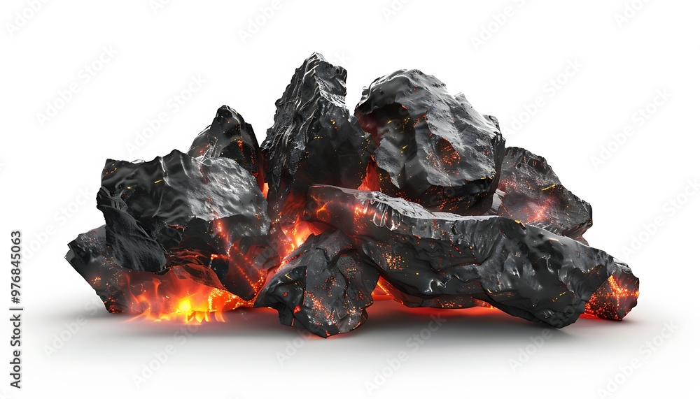 Piece of black coal isolated on white background Piece of black coal isolated on white background