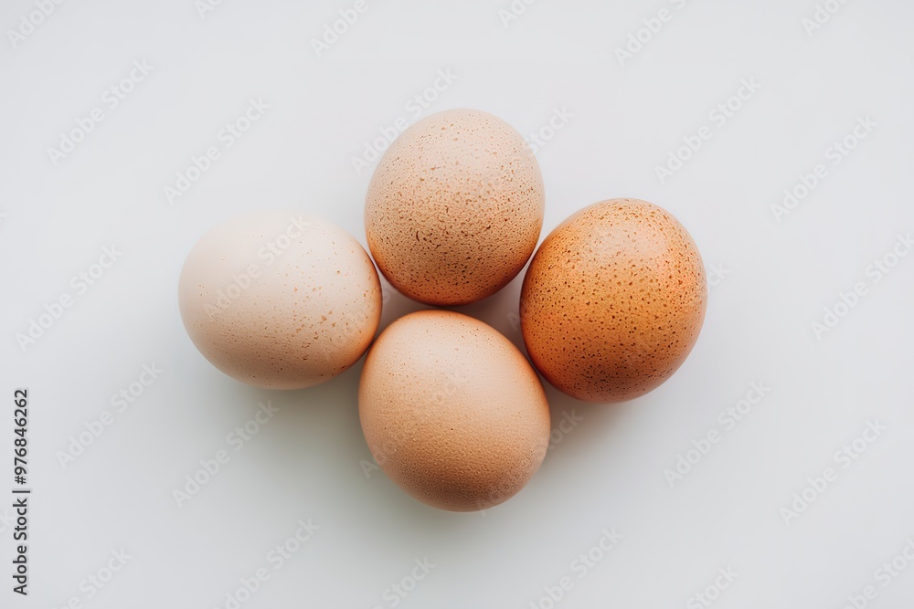 a few chicken eggs isolated on a white background a few chicken eggs isolated on a white background