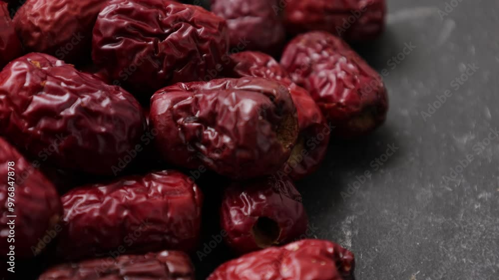 dried berries, dried jujube fruits on black dried berries, dried jujube fruits on black