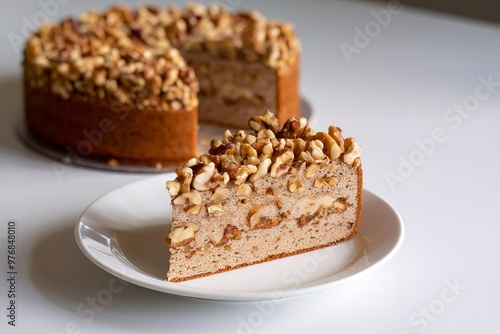 Wallpaper Mural a walnut cake on a white plate Torontodigital.ca