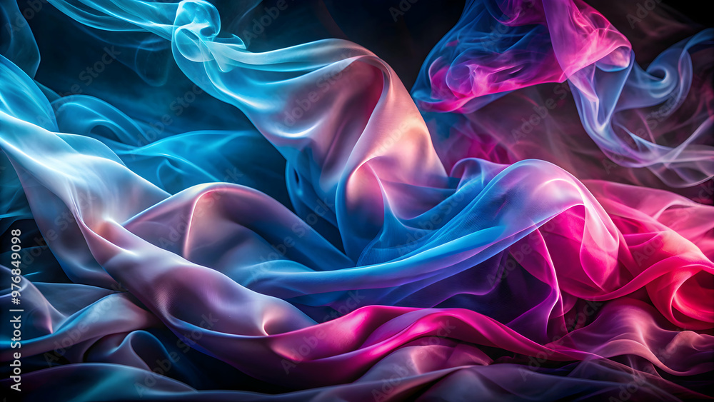 Neon-like smoke on silk fabric caught in a gentle breeze, neon, smoke, silk, abstract, gradient, colors Neon-like smoke on silk fabric caught in a gentle breeze, neon, smoke, silk, abstract, gradient, colors