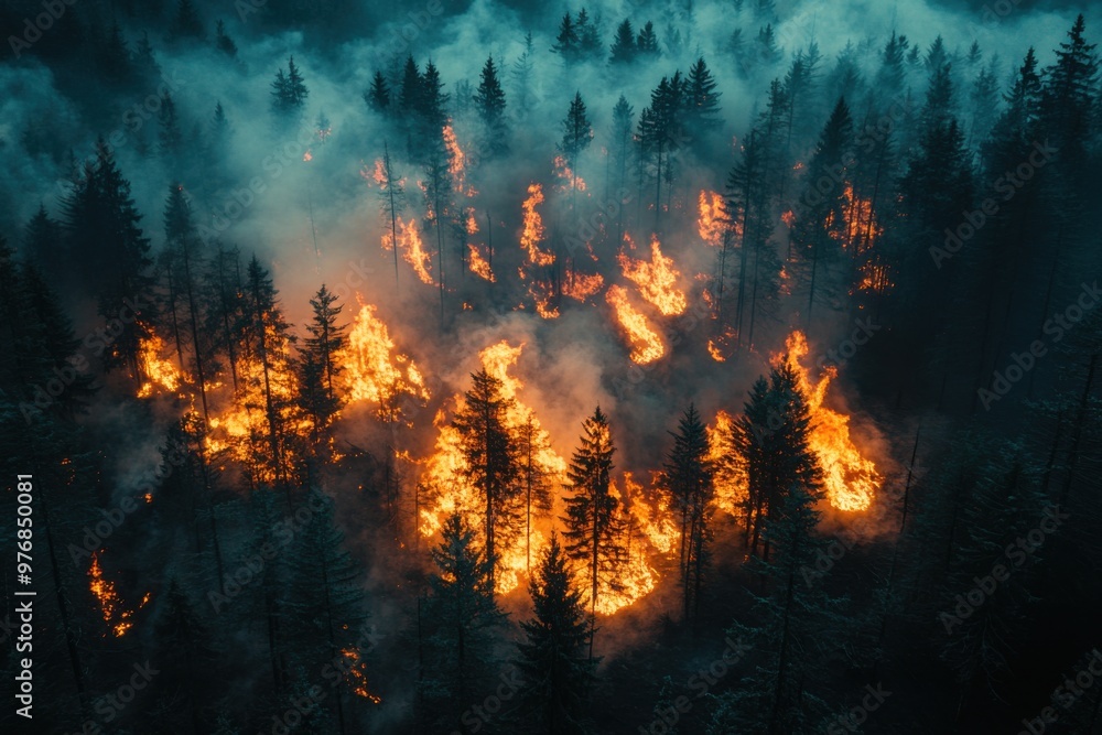 forest on fire. Smoke in the air. forest on fire. Smoke in the air.