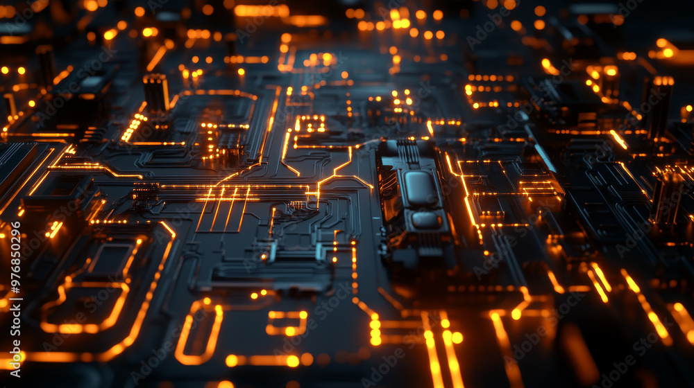 3D rendering of circuits and materials, illustrating science and technology through computer-generated digital art. 3D rendering of circuits and materials, illustrating science and technology through computer-generated digital art.
