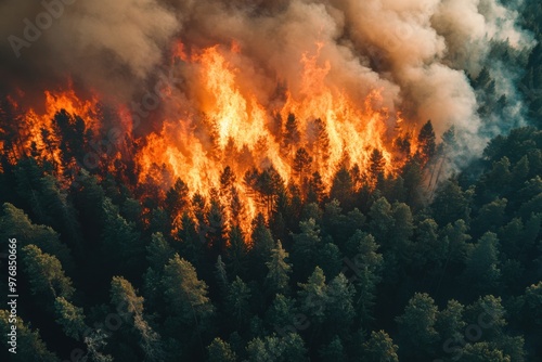 Wallpaper Mural forest on fire. Smoke in the air. Torontodigital.ca