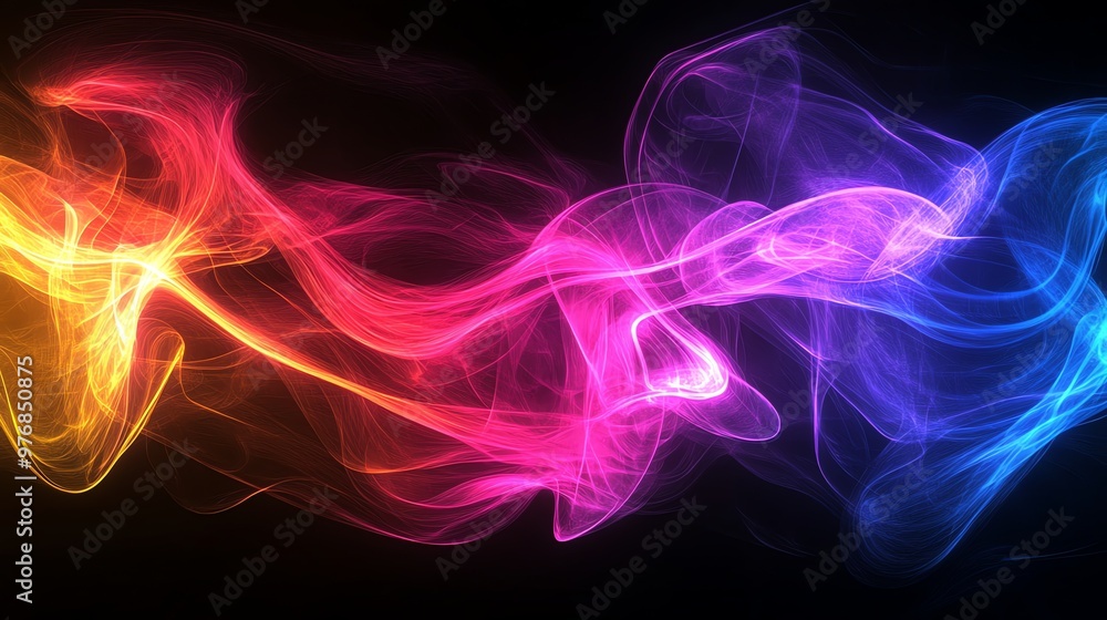 Abstract colorful smoke swirls on a black background. Abstract colorful smoke swirls on a black background.