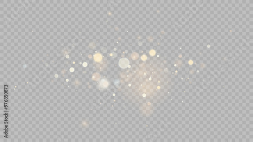 The dust sparks and golden stars shine with special light. Vector sparkles on a transparent background. . Stock royalty free vector illustration. PNG	