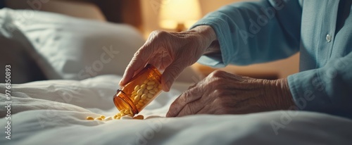 The Elderly Hand with Medications photo