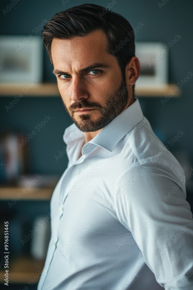 Obraz premium Man with Beard in White Shirt