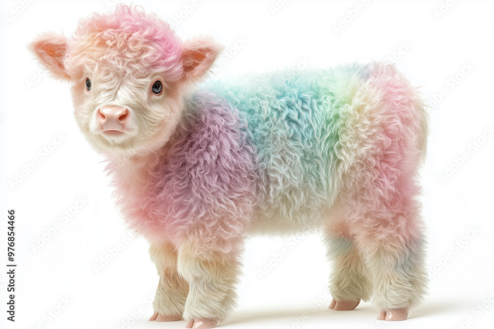 Fototapeta premium Colorful micro cow with rainbow fur