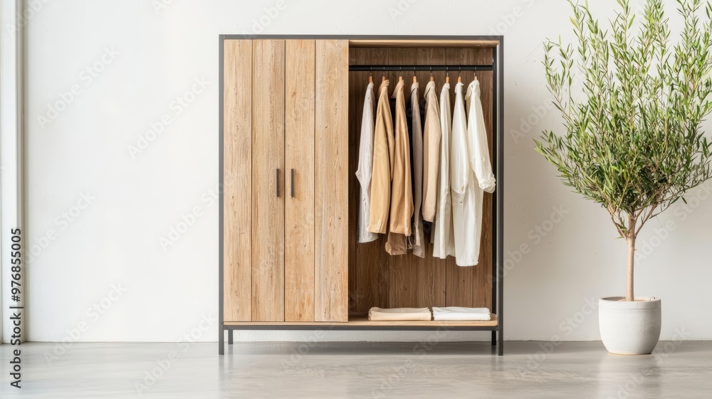 A fashion-forward upcycled wardrobe, crafted from reclaimed wood and metal, displaying vintage and sustainable clothing, recycled wardrobe, eco-friendly fashion A fashion-forward upcycled wardrobe, crafted from reclaimed wood and metal, displaying vintage and sustainable clothing, recycled wardrobe, eco-friendly fashion