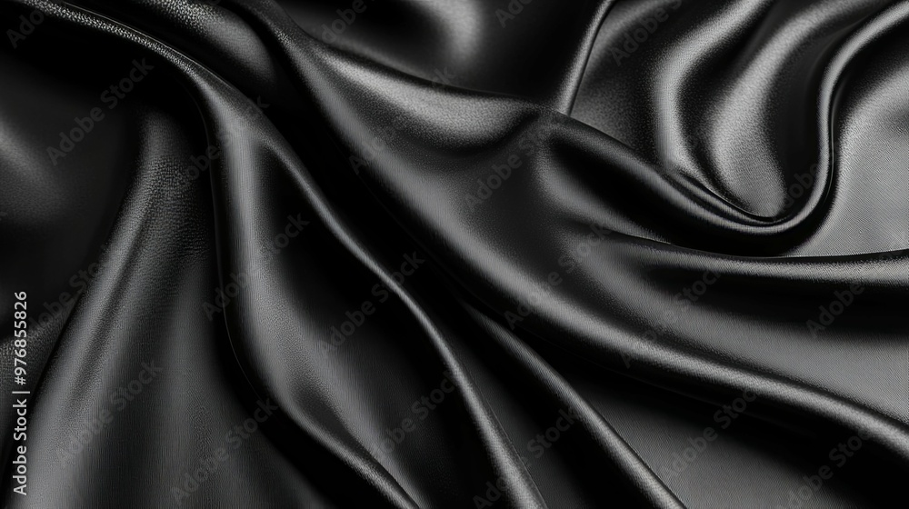 Abstract Draped Black Satin Fabric Abstract Draped Black Satin Fabric