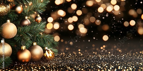 Wallpaper Mural A beautiful Christmas tree bauble featuring gold leaf accents, set against a blurry background, capturing the charm and elegance of the holiday season.
 Torontodigital.ca