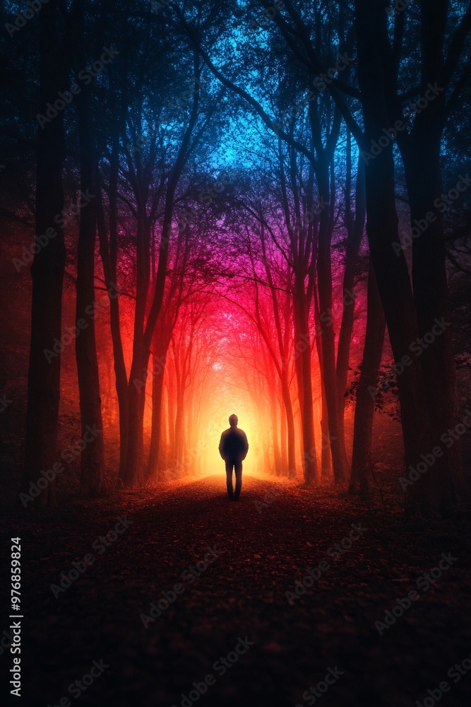 Fototapeta premium mysterious forest path with silhouette