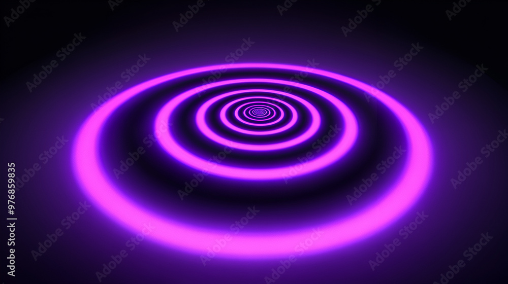 Purple concentric circles glowing in darkness create a mesmerizing visual effect with vibrant light movement Purple concentric circles glowing in darkness create a mesmerizing visual effect with vibrant light movement