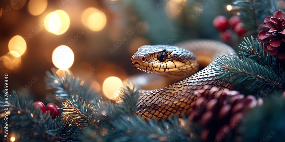 Close-up of a snake's coiled body displaying its shimmering scales, set against a blurred, candlelit altar, evoking a mystical Halloween charm.
Close-up of a snake's coiled body displaying its shimmering scales, set against a blurred, candlelit altar, evoking a mystical Halloween charm.