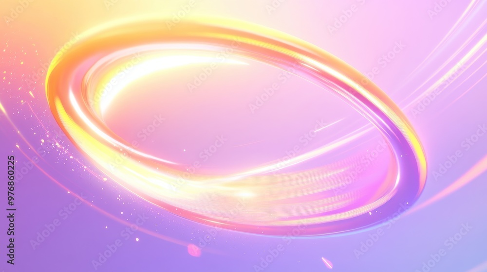 Dynamic Neon Light Ellipse with Glittering Sparks and Flares on a Futuristic Abstract Background, Conveying Motion and Energy Dynamic Neon Light Ellipse with Glittering Sparks and Flares on a Futuristic Abstract Background, Conveying Motion and Energy