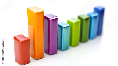 Colorful bar chart illustrating data trends in business analysis conducted in a brightly lit office setting