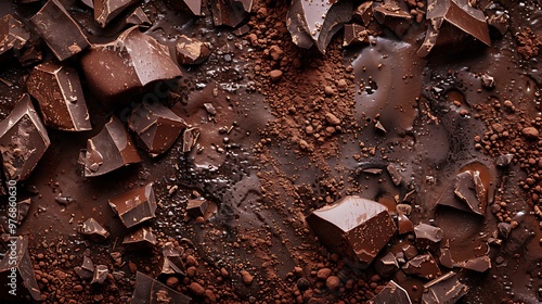 On an engineered surface bits of dark candy and cocoa powder