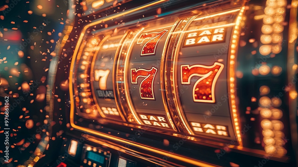 Illuminated Slot Machine with Triple Seven Jackpot Illuminated Slot Machine with Triple Seven Jackpot