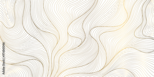 Bild auf Leinwand Vector art deco golden on white line wave background