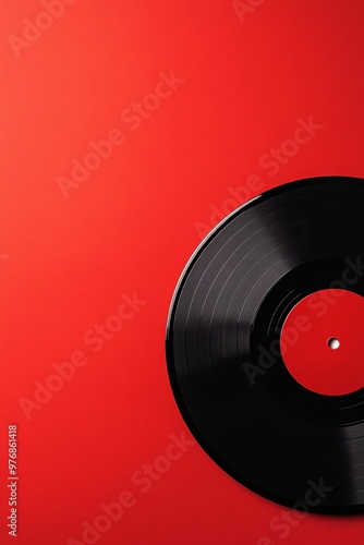 vinyl record on red background photo