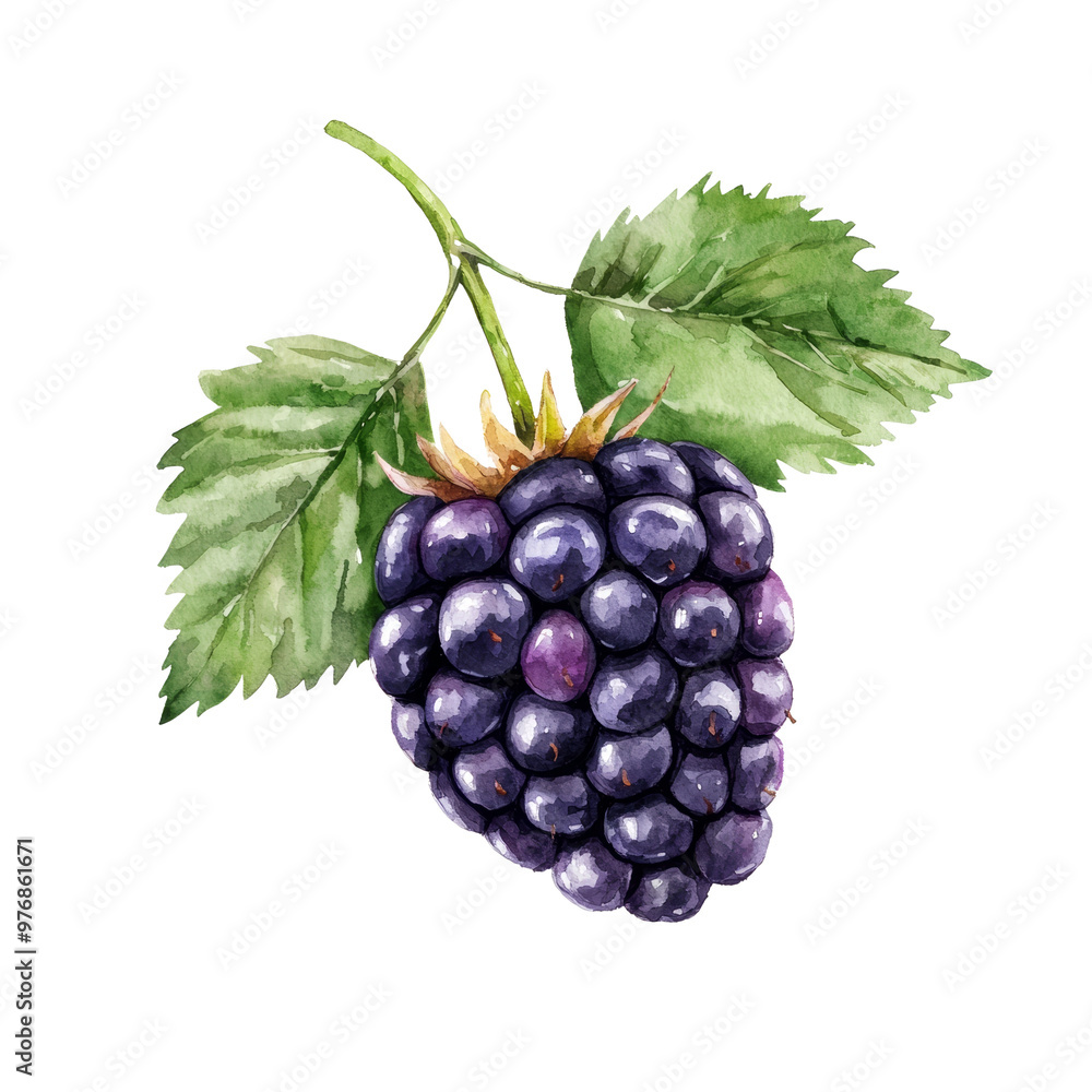 Fresh blackberry with leaves on a transparent background Fresh blackberry with leaves on a transparent background