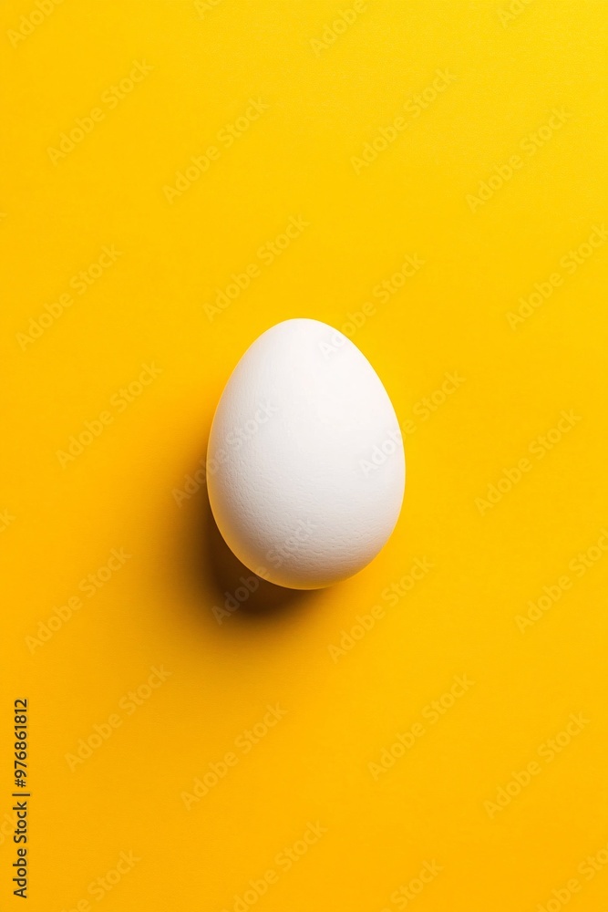White egg on yellow background White egg on yellow background