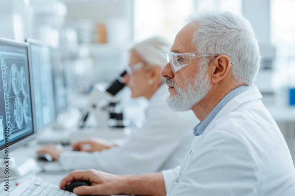 Senior Scientist Analyzing Medical Images on Computer Senior Scientist Analyzing Medical Images on Computer