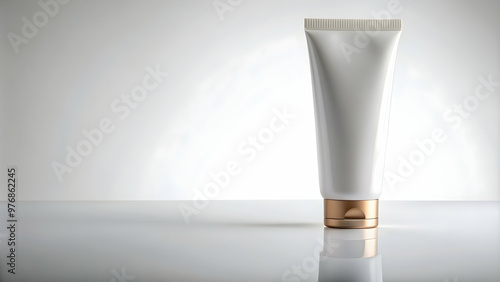 Professional-looking cosmetic tube with a clinical design on white background, cosmetics, tube, product, packaging