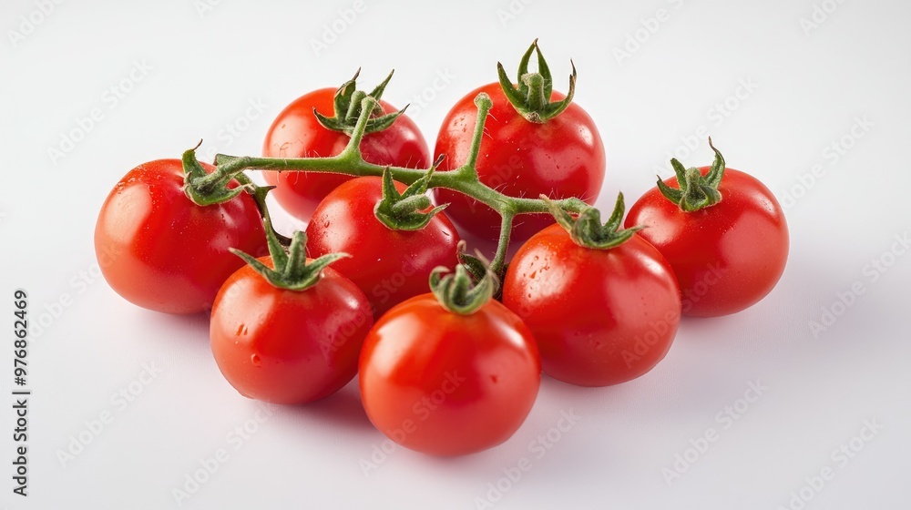 Fresh, juicy red tomatoes grouped together on a white surface, ready for sauce preparation. Fresh, juicy red tomatoes grouped together on a white surface, ready for sauce preparation.