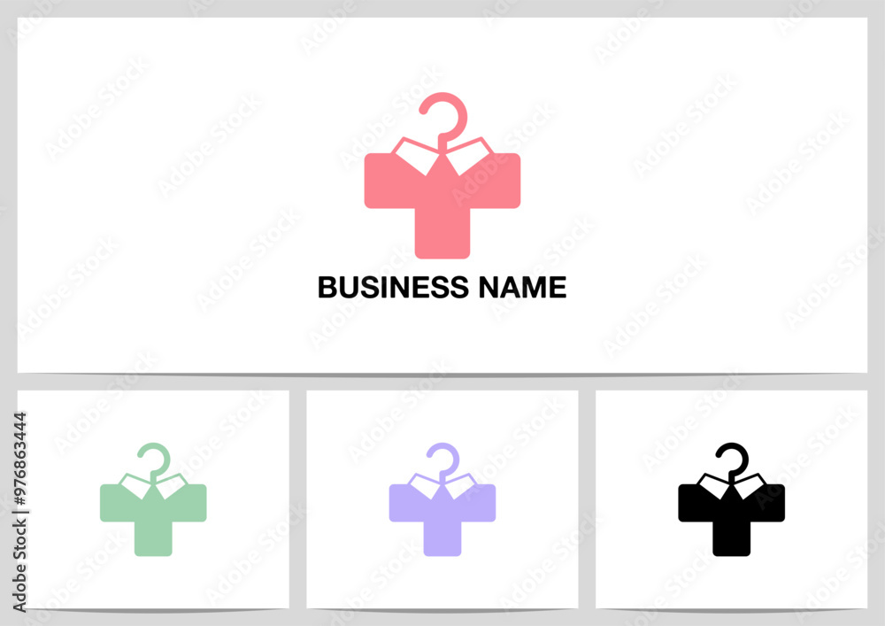 Cloth Hanger Cross Plus Sign Shape Apparel Health Logo Design Cloth Hanger Cross Plus Sign Shape Apparel Health Logo Design