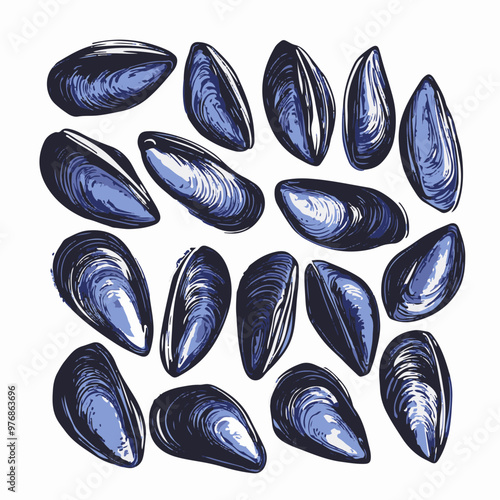 Illustration of Colorful Shellfish Grouping