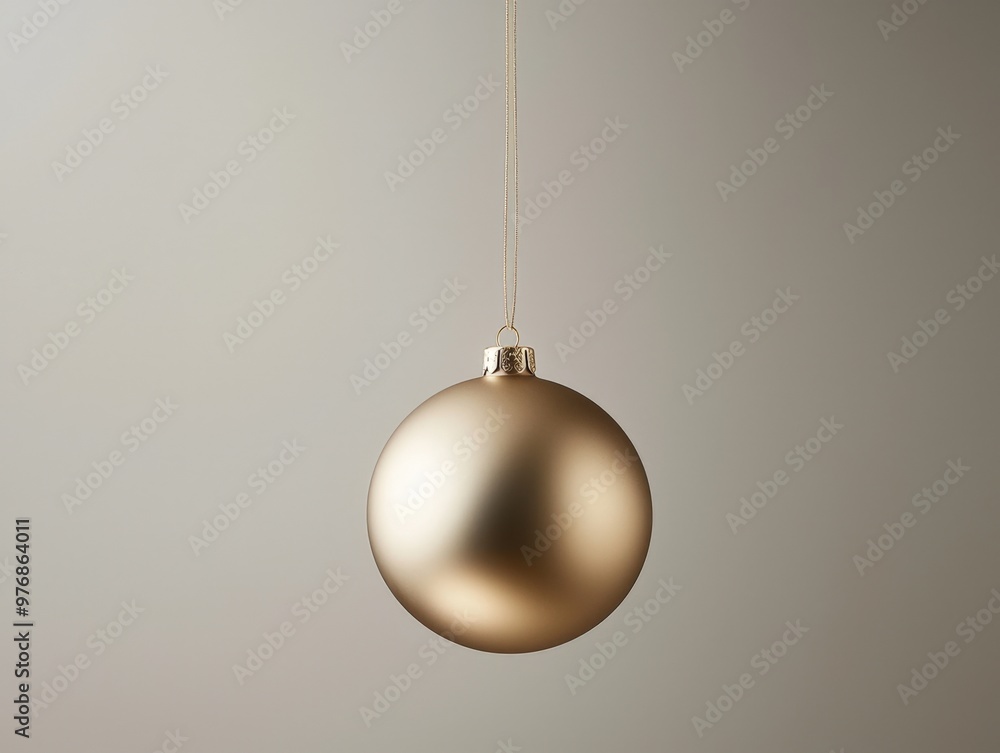 Elegant golden ornament hanging against a soft neutral background for festive decoration Elegant golden ornament hanging against a soft neutral background for festive decoration