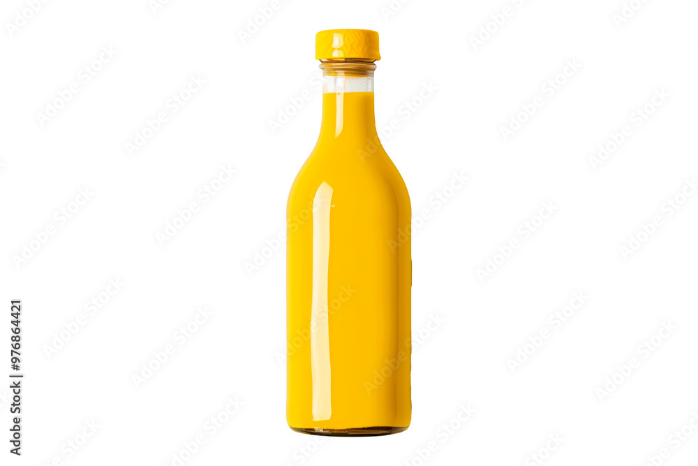 Mustard in clear plastic bottle isolated on white transparent background. Mustard in clear plastic bottle isolated on white transparent background.