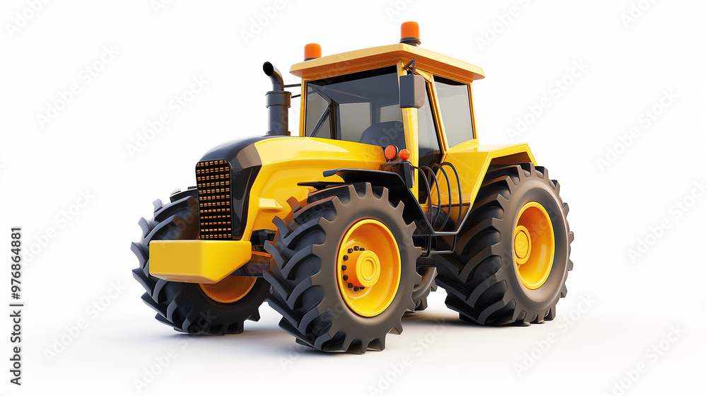 Modern 3D Illustration of a Yellow Tractor Modern 3D Illustration of a Yellow Tractor