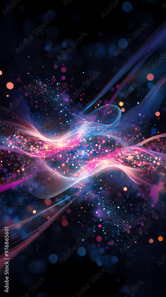 Dreamlike flowing purple light ribbon