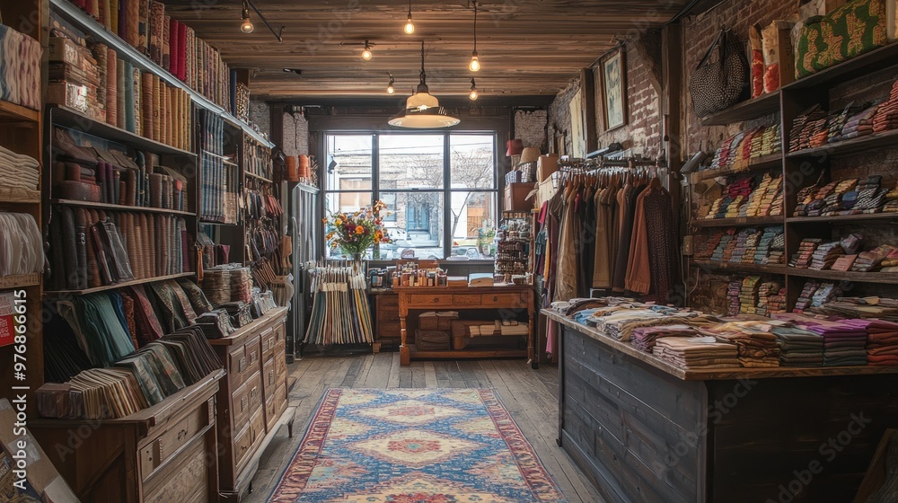 Haberdashery with fabrics and equipment for dressmakers. Haberdashery with fabrics and equipment for dressmakers.