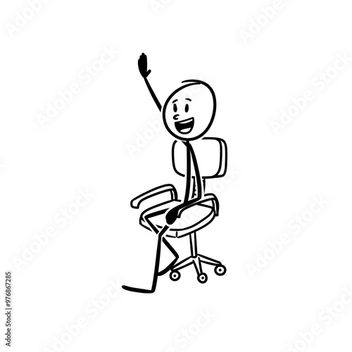 a person is sitting and raising his hand