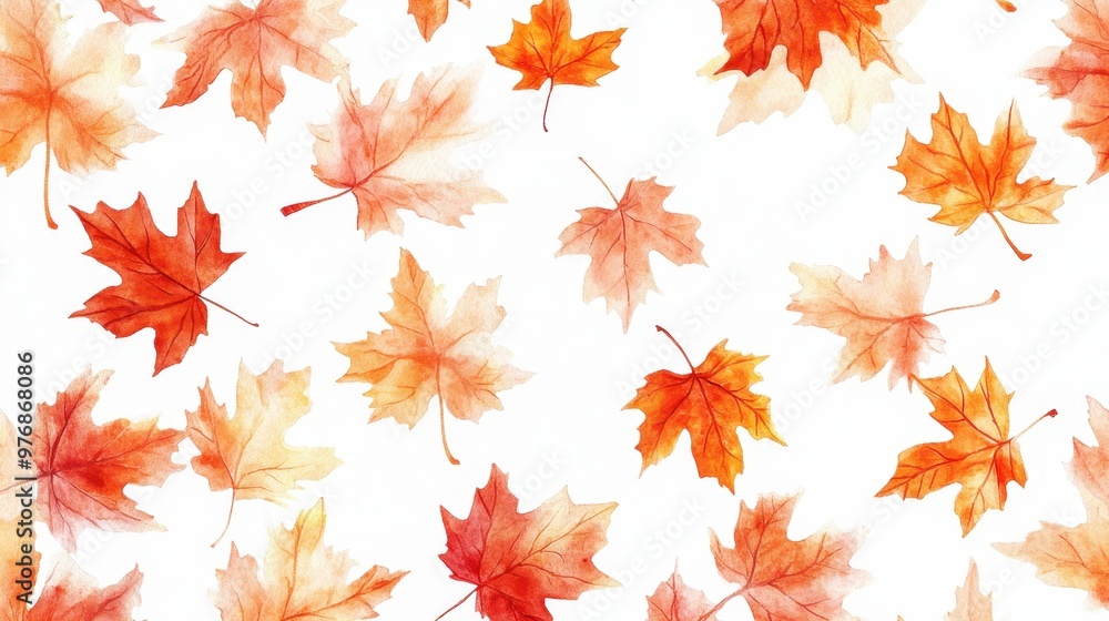 Watercolor collection of autumn maple leaves and red,yellow,Hand drawn nature design elements isolated on white background,Hand paint,Perfect for creating cards, design,copy space. Watercolor collection of autumn maple leaves and red,yellow,Hand drawn nature design elements isolated on white background,Hand paint,Perfect for creating cards, design,copy space.