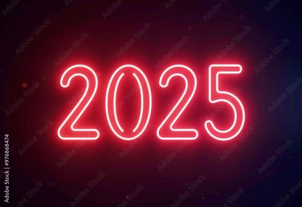 numbers 2025 burning with neon light. New Year concept. Ai generated numbers 2025 burning with neon light. New Year concept. Ai generated