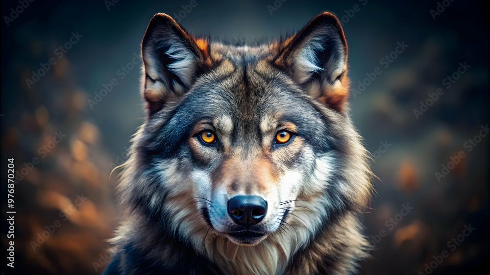 Portrait of a fierce wolf with piercing eyes and a majestic presence, wildlife, animal, predator, wilderness, nature Portrait of a fierce wolf with piercing eyes and a majestic presence, wildlife, animal, predator, wilderness, nature