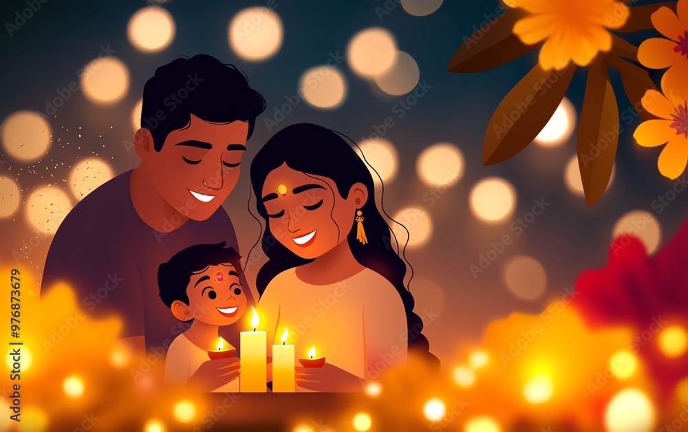 A joyful family celebration with candles and flowers, creating a warm atmosphere of togetherness and love. A joyful family celebration with candles and flowers, creating a warm atmosphere of togetherness and love.