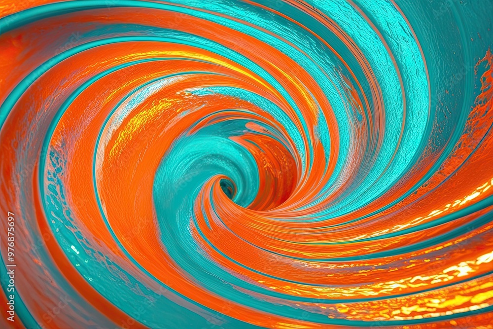 Vibrant Orange Turquoise Swirling Wave with Fluorescent Glow and Radiant Texture Vibrant Orange Turquoise Swirling Wave with Fluorescent Glow and Radiant Texture