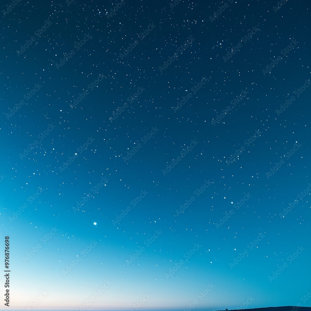 Deep Blue Dusk, Twilight Sky With Twinkling Stars, Peaceful Nature Background, Ocean View Deep Blue Dusk, Twilight Sky With Twinkling Stars, Peaceful Nature Background, Ocean View