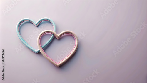 Clean of intertwined hearts on a pastel background, expressing affection , love, Valentine's Day, romance, relationship