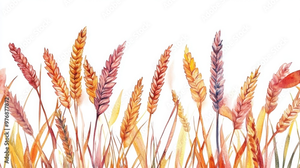 Watercolor illustration ears of wheat on white background,Colorful background for fabric,Hand drawn,Agriculture Farm Fresh Healthy Tasty Organic Bread Food,Vector illustration of ears element. Watercolor illustration ears of wheat on white background,Colorful background for fabric,Hand drawn,Agriculture Farm Fresh Healthy Tasty Organic Bread Food,Vector illustration of ears element.